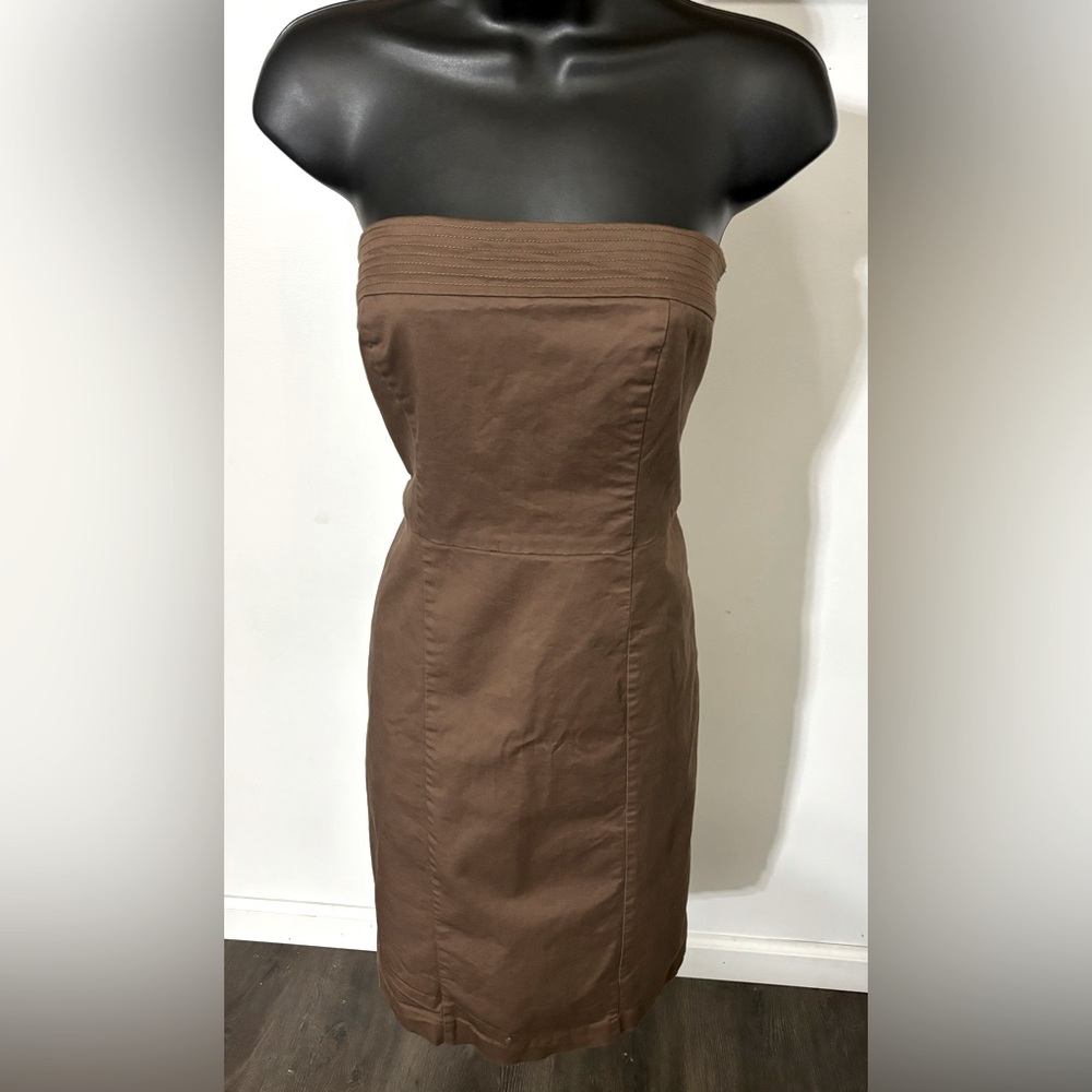 Merona Collection Brown denim tight sexy Jean strapless tube dress size 10